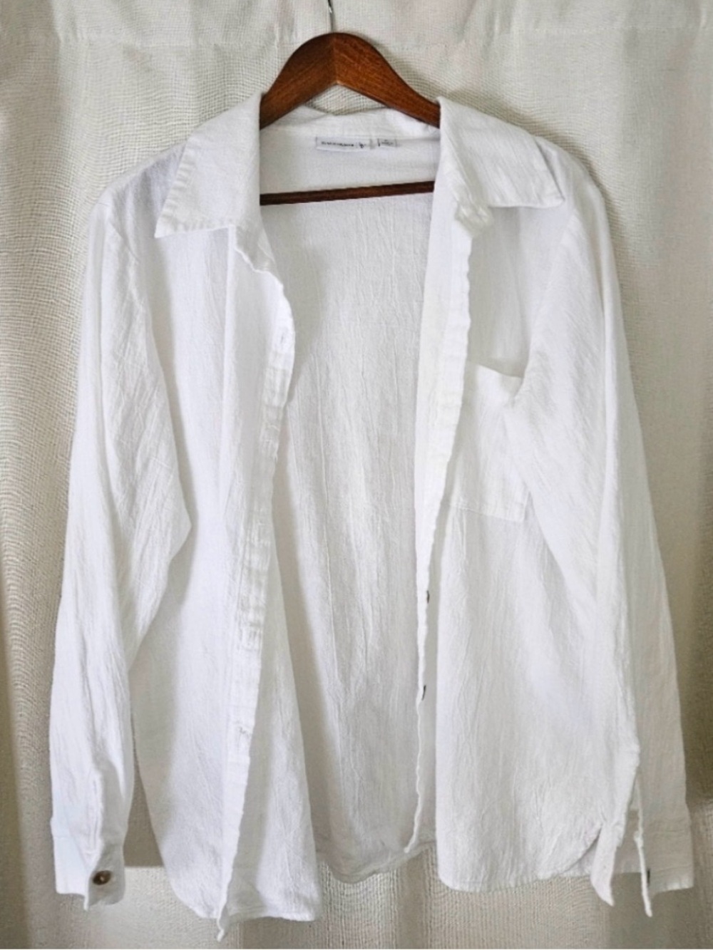 White Textured Button Up Shirt